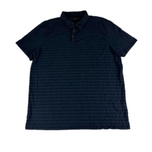 John Varvatos Other - John Varvatos Golf Polo Mens XL Black Textured Striped Shirt Short Sleeve Button